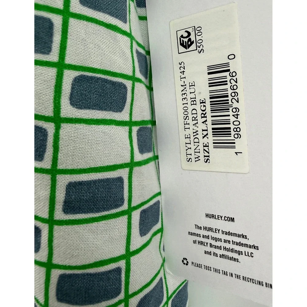 Hurley Mini Skirt Womens XL Blue Green NEW Geometric Smocked Back Logo Cool